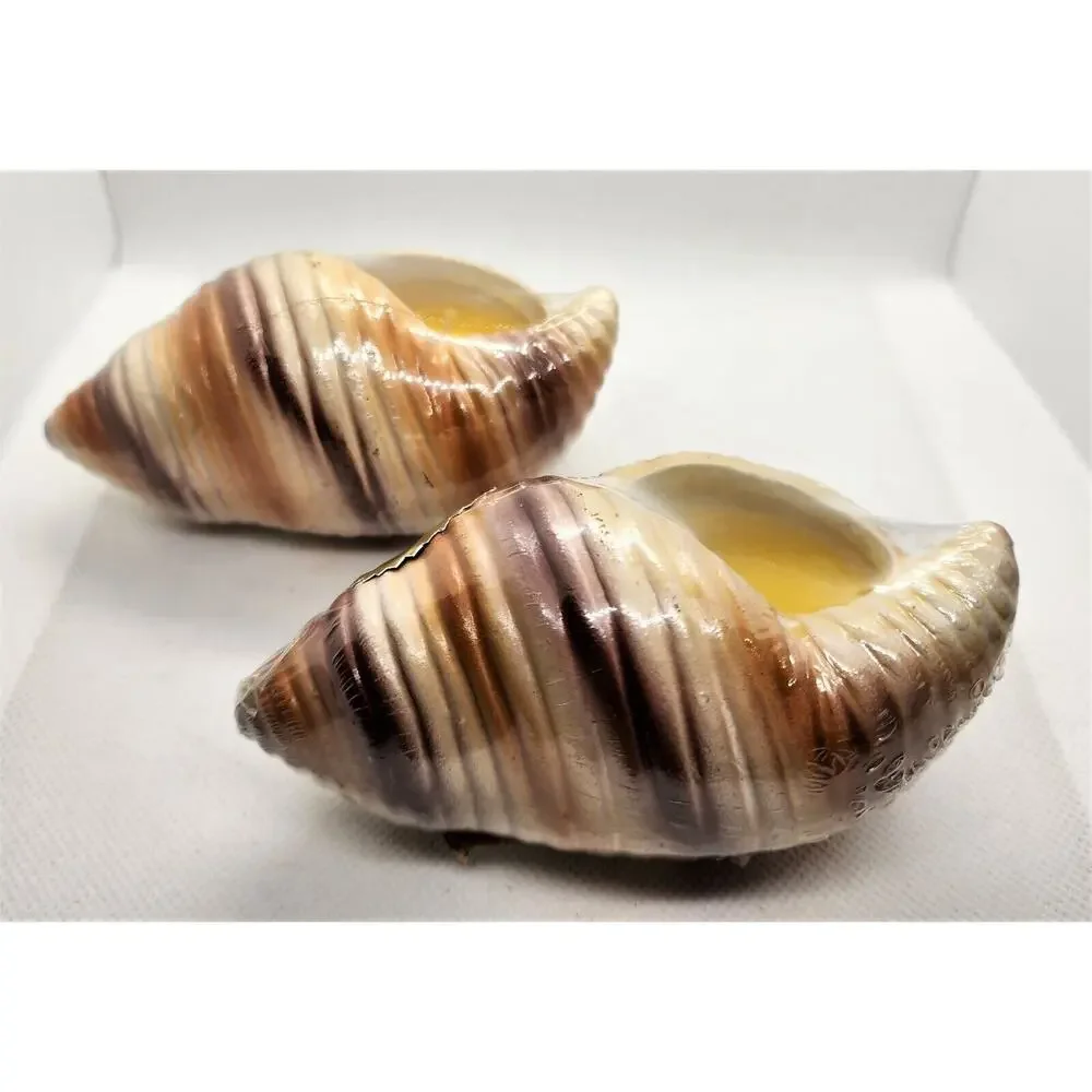 Set of 2 Citronella Scented Candles Ceramic Seashell Shell Decor New Wrapped